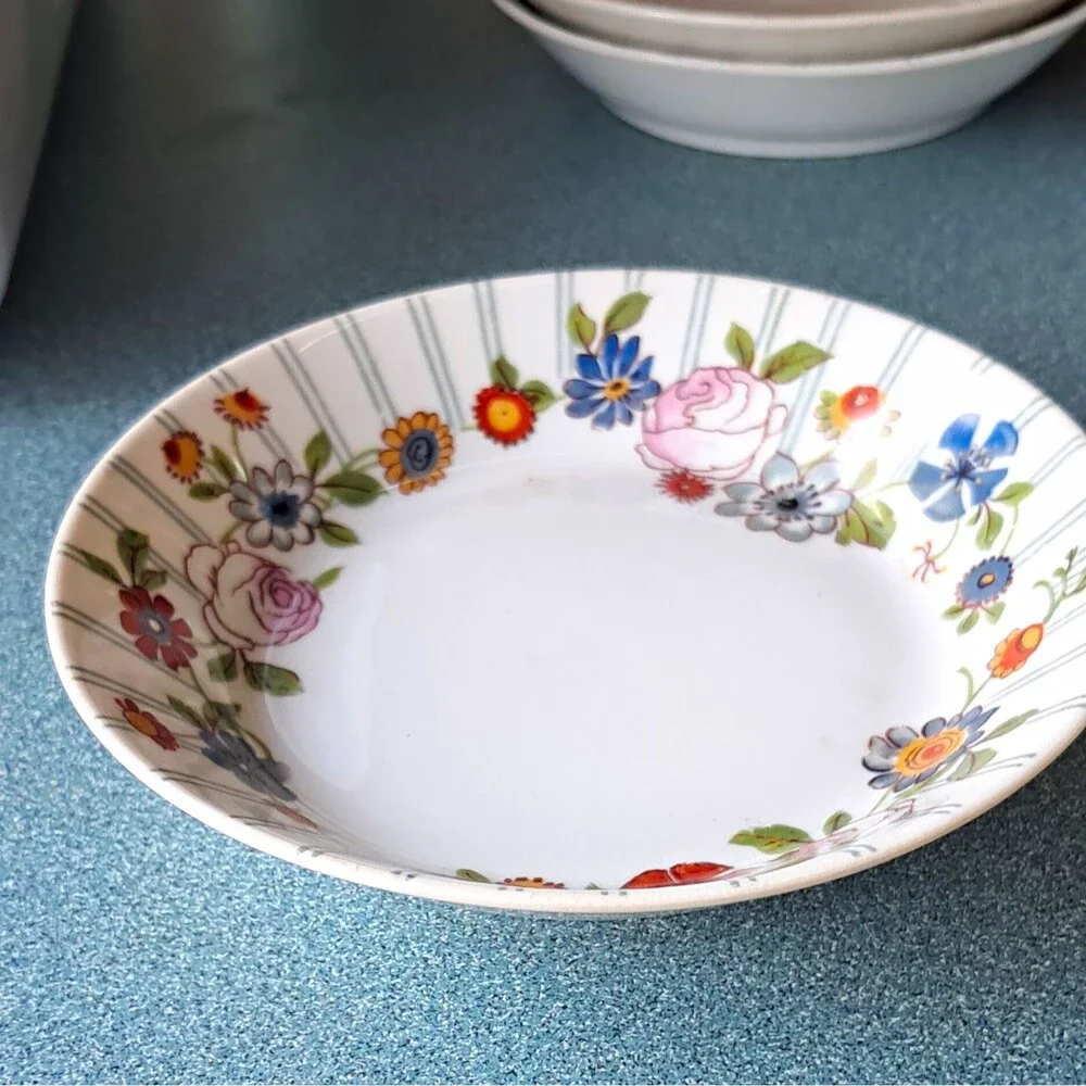 Wm. Guérin & Co. Limoges France Floral Porcelain Berry Bowls Set Of 8